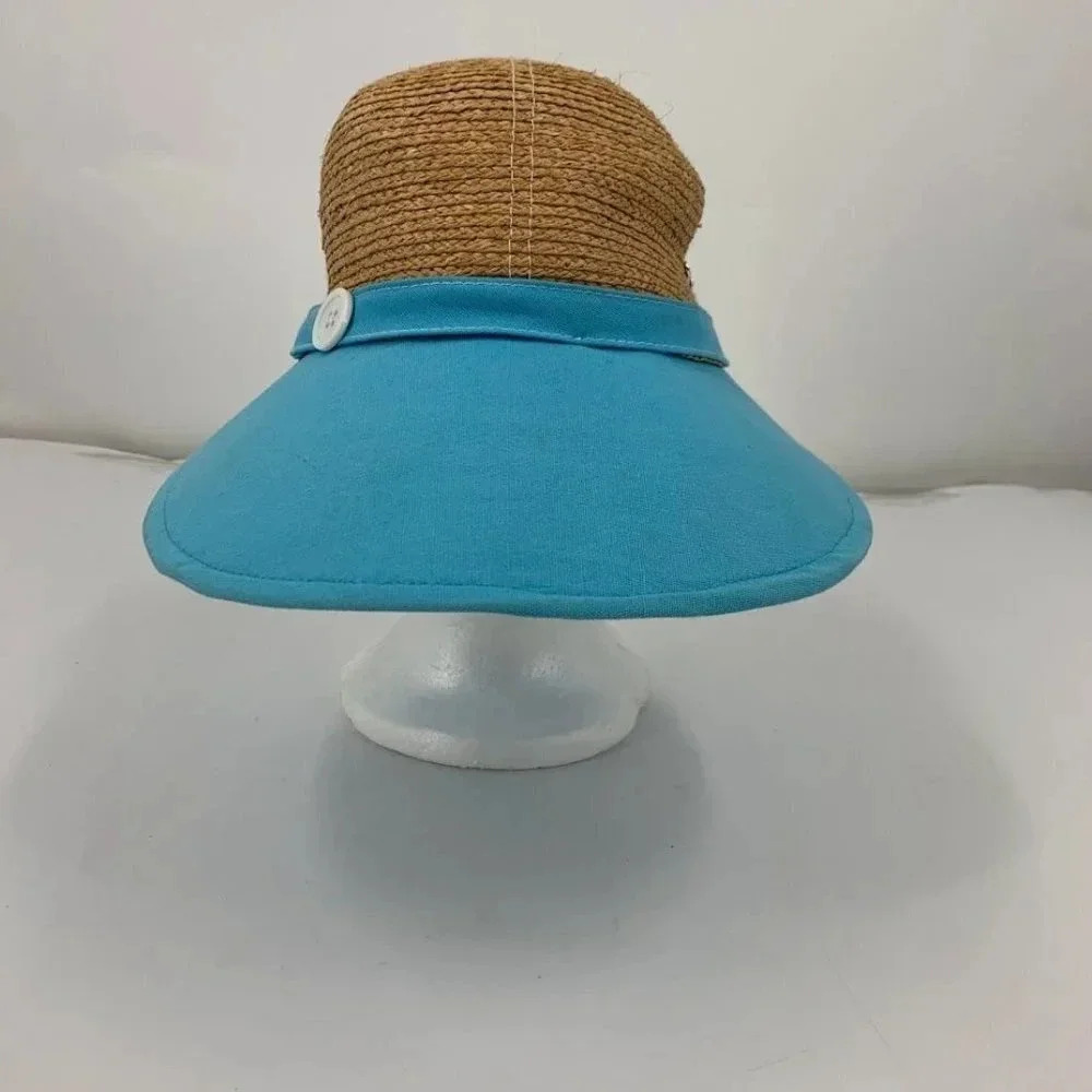 Flora Bella Women's Natural Paper Braid Fabric Brim Sun‎ Outdoor Hat OS NWT